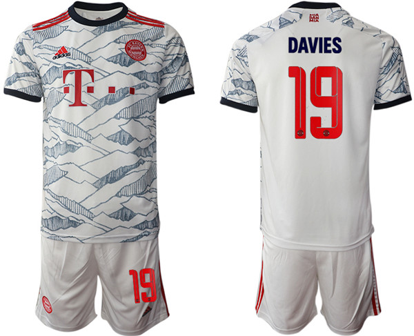 Men's FC Bayern München #19 Alphonso Davies White Away Soccer Jersey Suit
